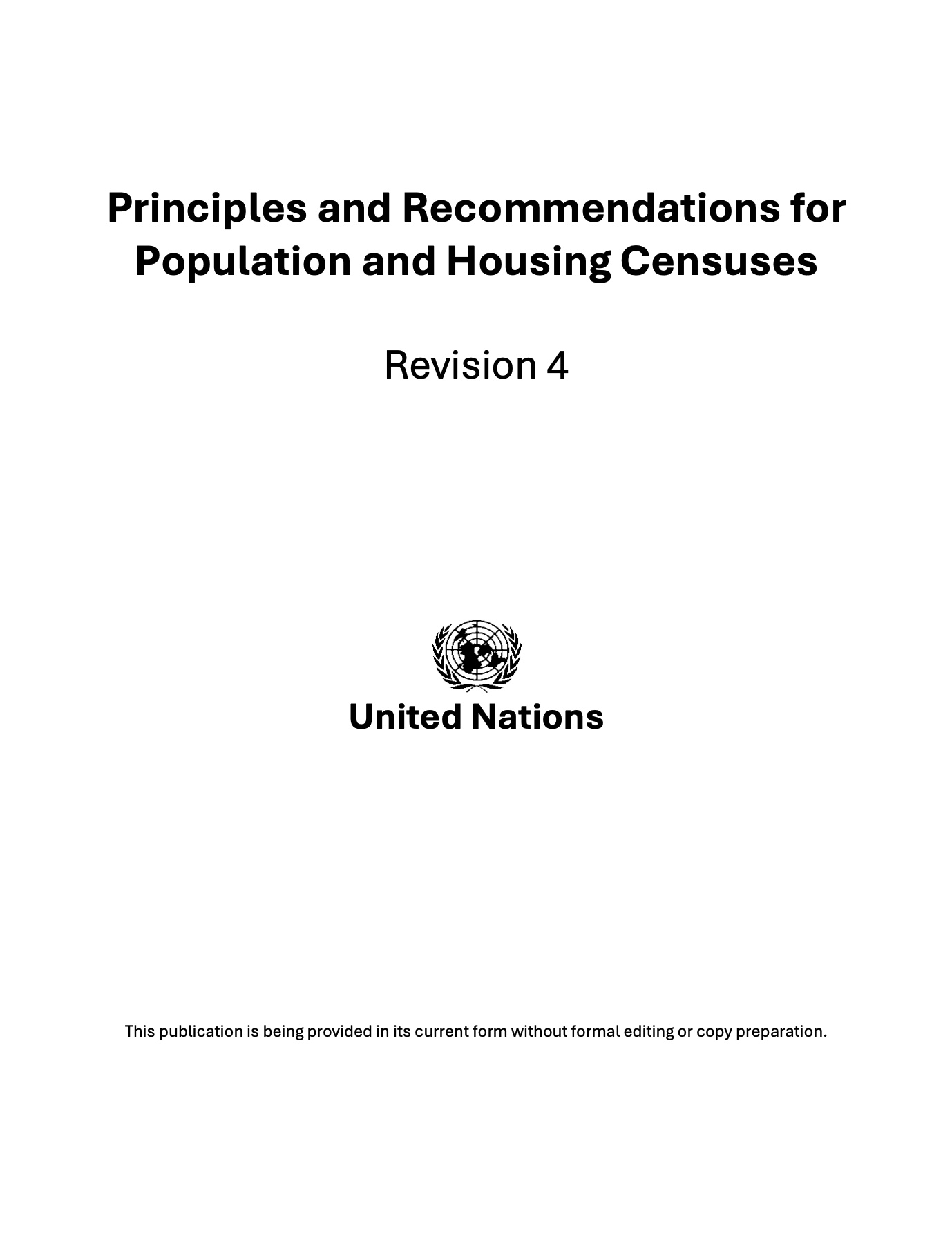 Principles and Recommendations for Population and Housing Censuses, Revision 4, United Nations (2025)